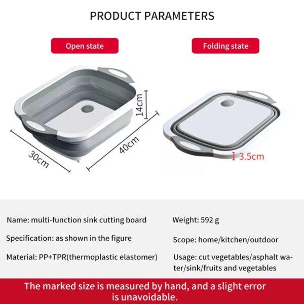 Collapsible storage chopping board with drainage - Image 4