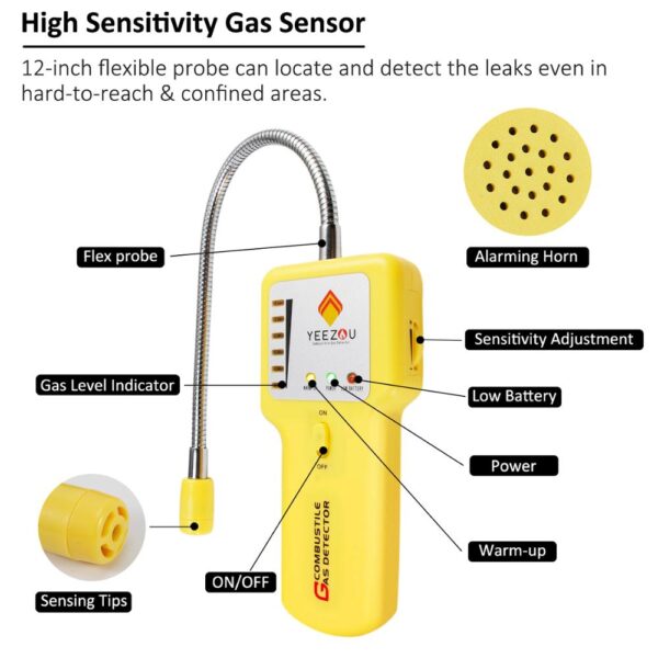 Gas Leak Detector Sniffer Upgraded Propane Methane Combustible Gas  Detector - Image 2