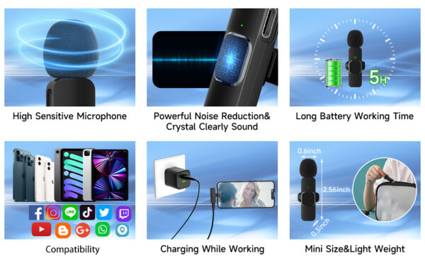 COLLAR Clip-on Microphone, for Smartphone, Video Recording, Tiktok, Facebook Live, YouTube Live Stream - Image 7