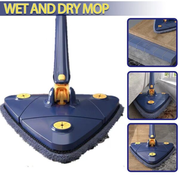 Triangle 360° Rotatable Adjustable Cleaning Mop Long Handle Microfiber Dust Mop